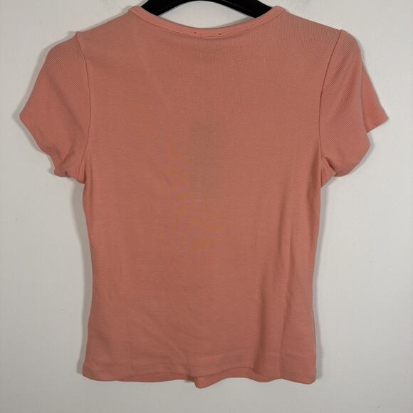 True Religion Studded Horseshoe V Neck Short Sleeve Button Henley Large NWT Rib - Picture 7 of 9